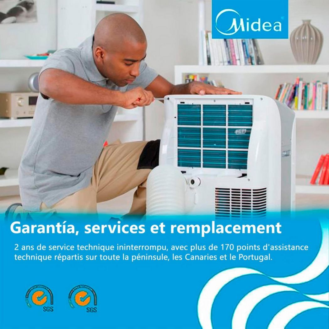 Climatiseur portable 4-en-1 silencieux MIDEA PortaSplit | 12 000 BTU | 3,5 kW, chauffage et climatiseur portables prêts à installer - Climatiseur portable avec refroidisseur, déshumidificateur, chauffage et ventilateur
