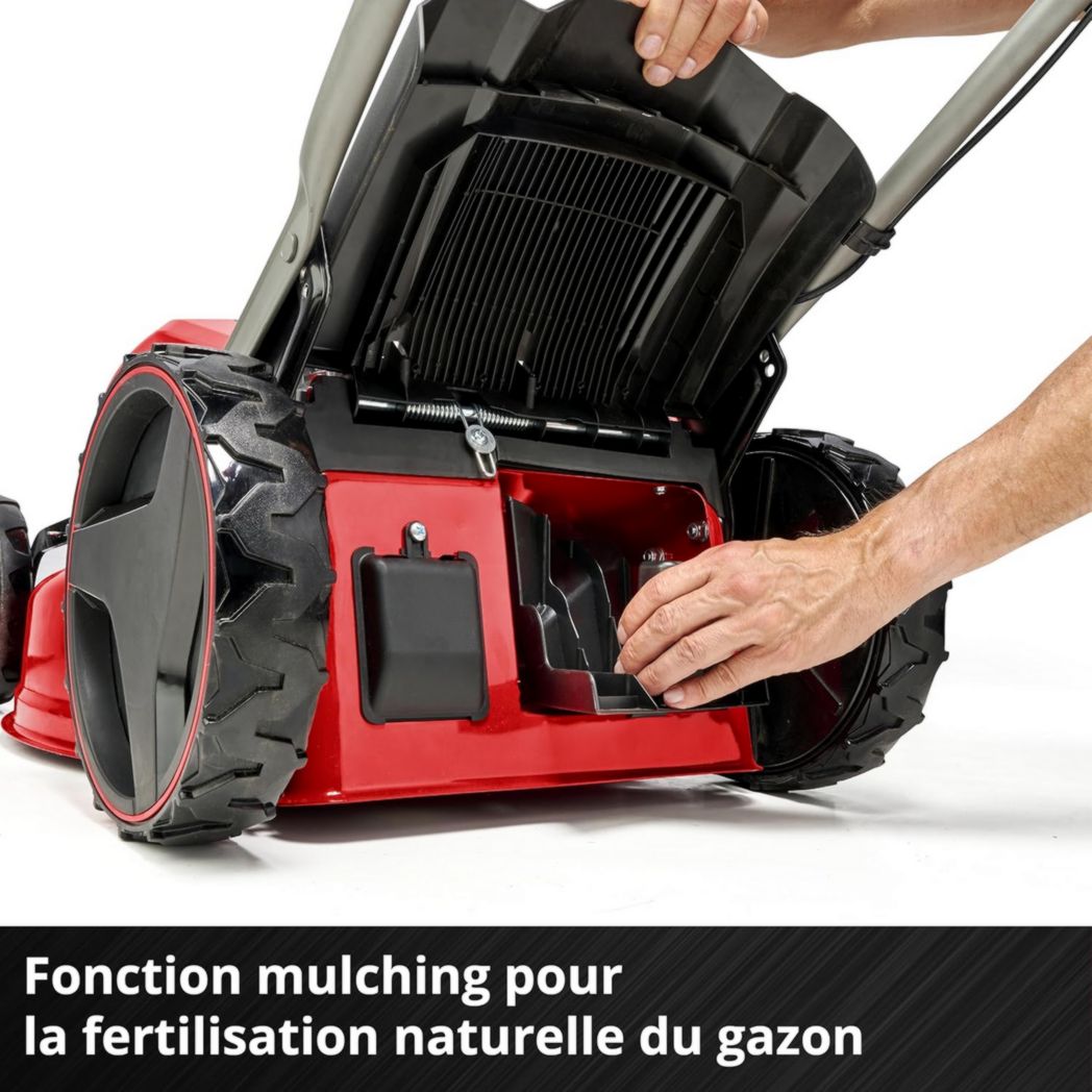 Tondeuse à gazon professionnelle sans fil Einhell GP-CM 36/47 S HW Li Power X-Change (36 V, largeur de coupe 47 cm, autotractée, moteur sans balais) Livrée avec 4 batteries 4,0 Ah et 2 chargeurs doubles