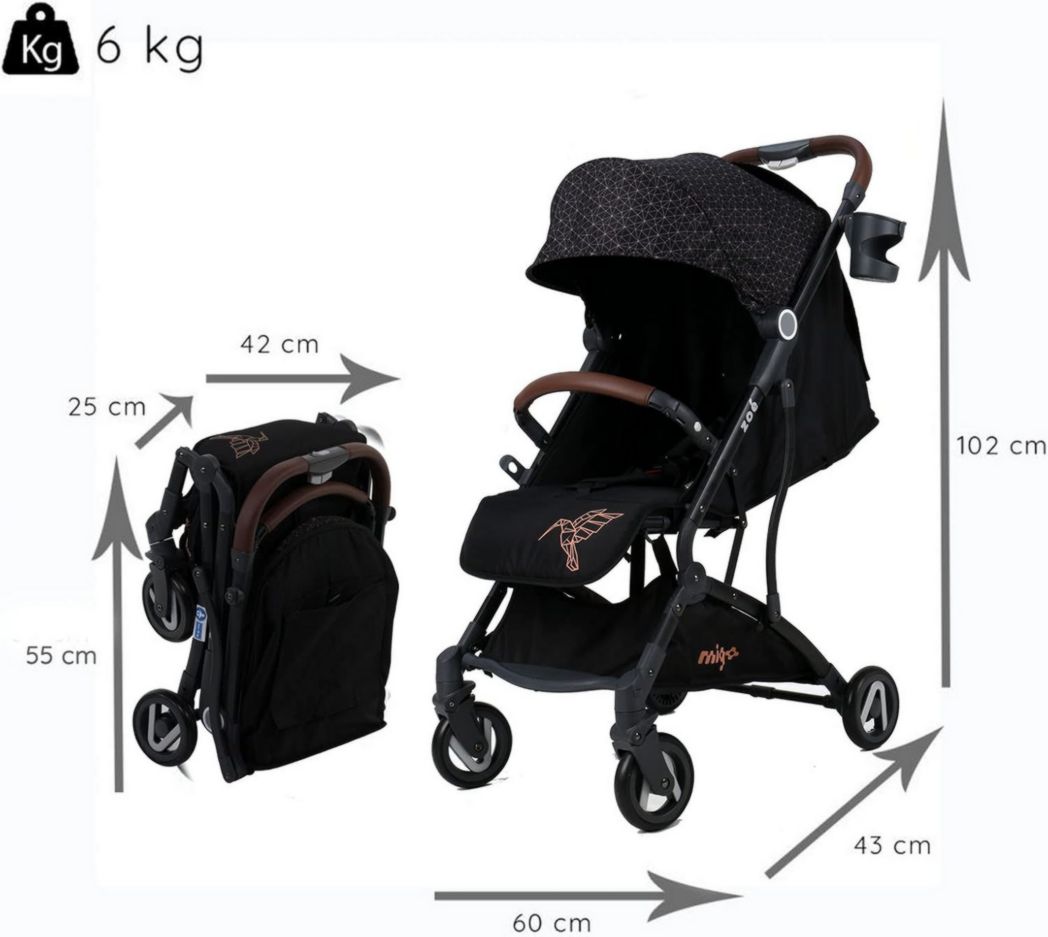 Poussette compacte CASSY 6-48 mois, légère et maniable - pliage d'une seule main - Sac de transport et porte-gobelet inclus - Nania (gris)