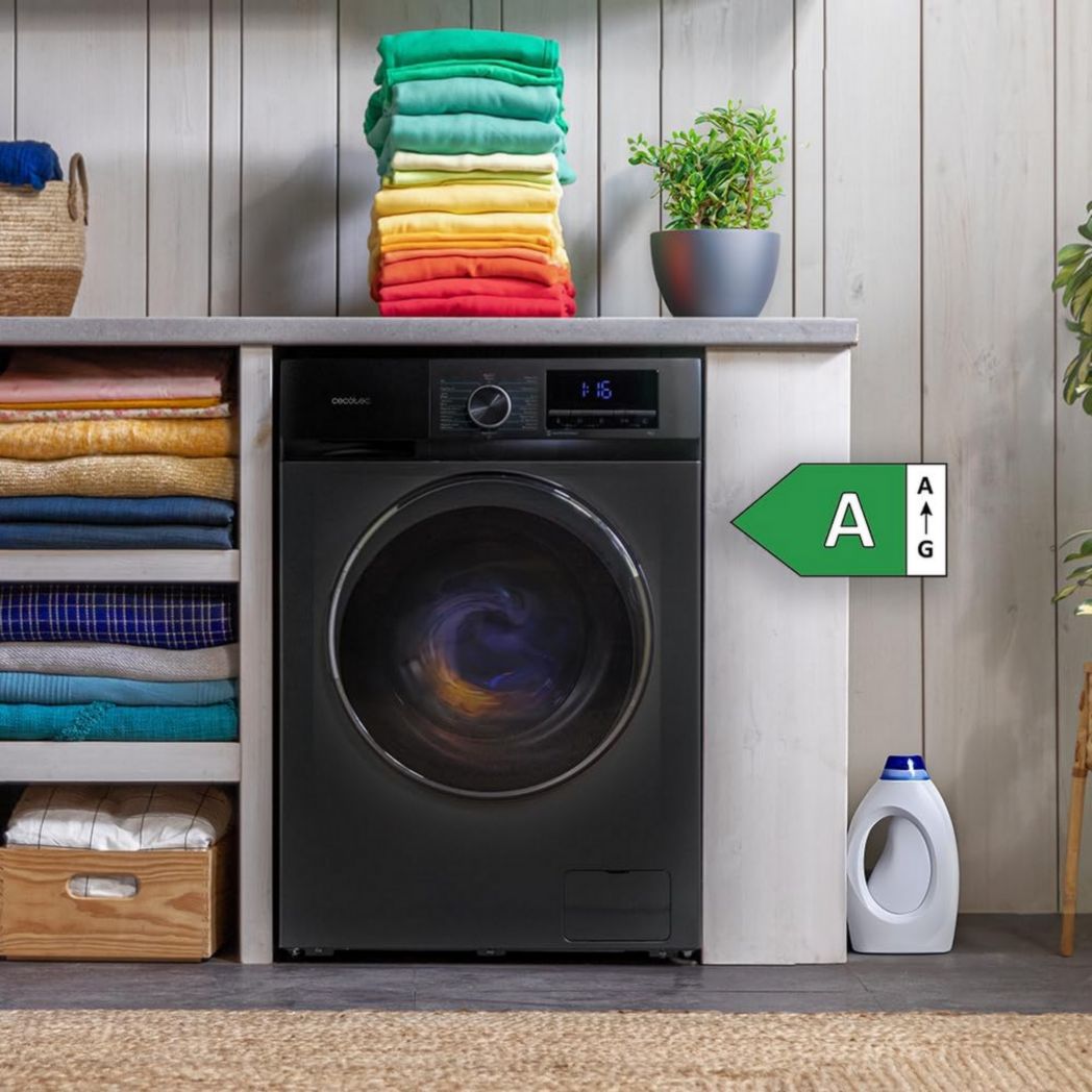 Cecotec Bolero Dresscode 10500 Inverter Steel A. Lave-linge 10 kg Acier, 1400 tr/min, moteur Inverter Plus, Vapeur, Classe A.