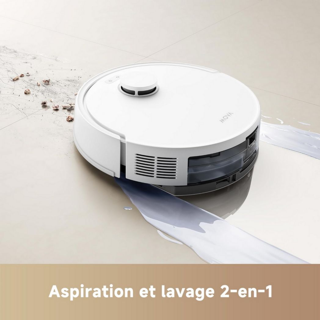 Aspirateur robot MOVA E30 Ultra avec vidage automatique, nettoyage automatique des serpillères, technologie RoboSwing, élévation de la serpillère de 10,5 mm, aspiration 7 000 Pa