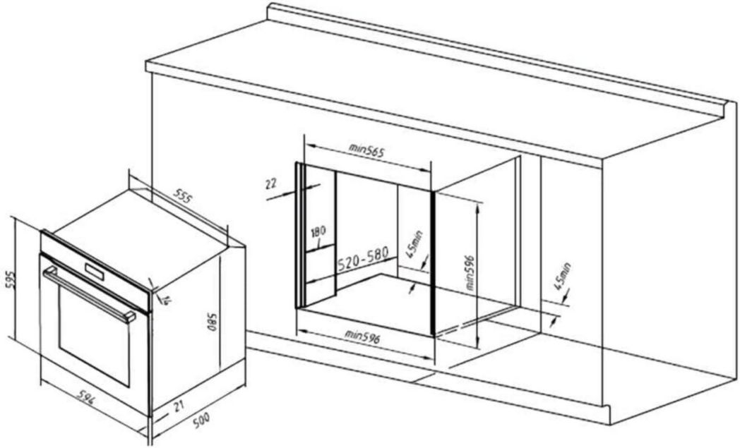Four encastrable Cecotec Bolero Hexa C134500 Inox A 45 cm. 2600 W, capacité 56 L, basse consommation, 4 fonctions, minuterie, nettoyage vapeur, cuisson vapeur