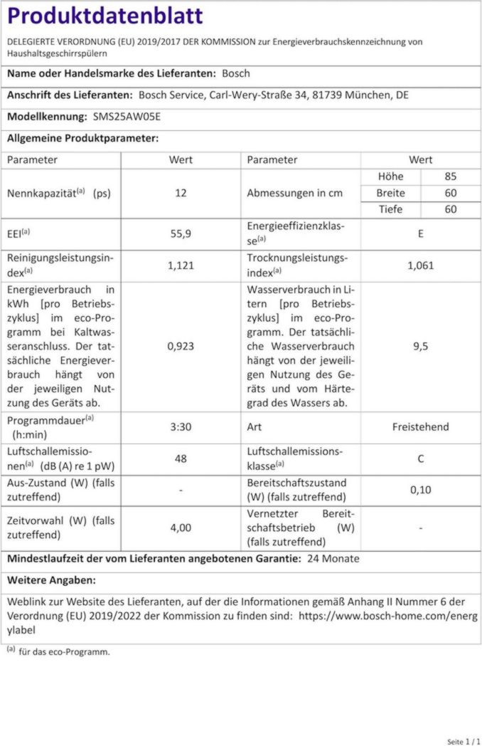 Lave-vaisselle BOSCH SMS25AW05E Blanc (60 cm)