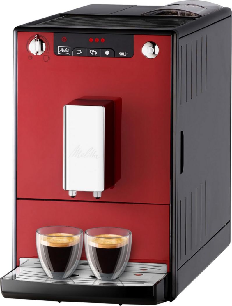 Melitta Caffeo Solo Noir Pure Black, Machine à café à grains avec broyeur et système d'extraction d'arômes, écran LED, mode 1 à 2 tasses, machine à expresso, automatique, E950-222, 1400 W