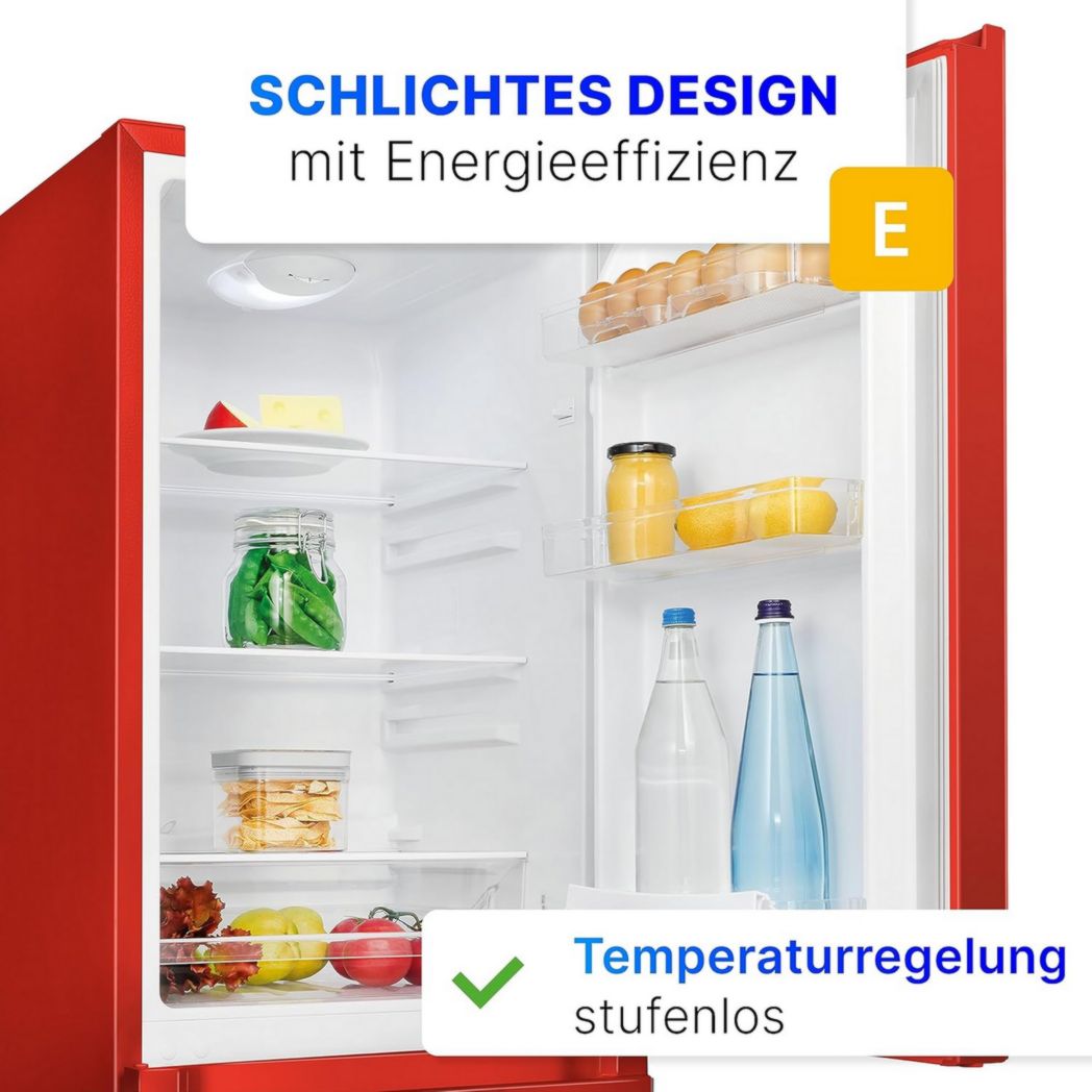 Réfrigérateur et congélateur Bomann KG320, 175 L, contrôle de température continu, charnières de porte à droite, interchangeables, pieds réglables, noir