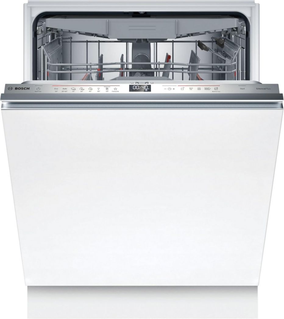 Lave-vaisselle Bosch SMV4ETX08E Série 4 Smart, entièrement intégrable, 60 cm, avec panier à couverts, avec assistant de programmation, particulièrement silencieux, Rackmatic, ouverture automatique de la porte
