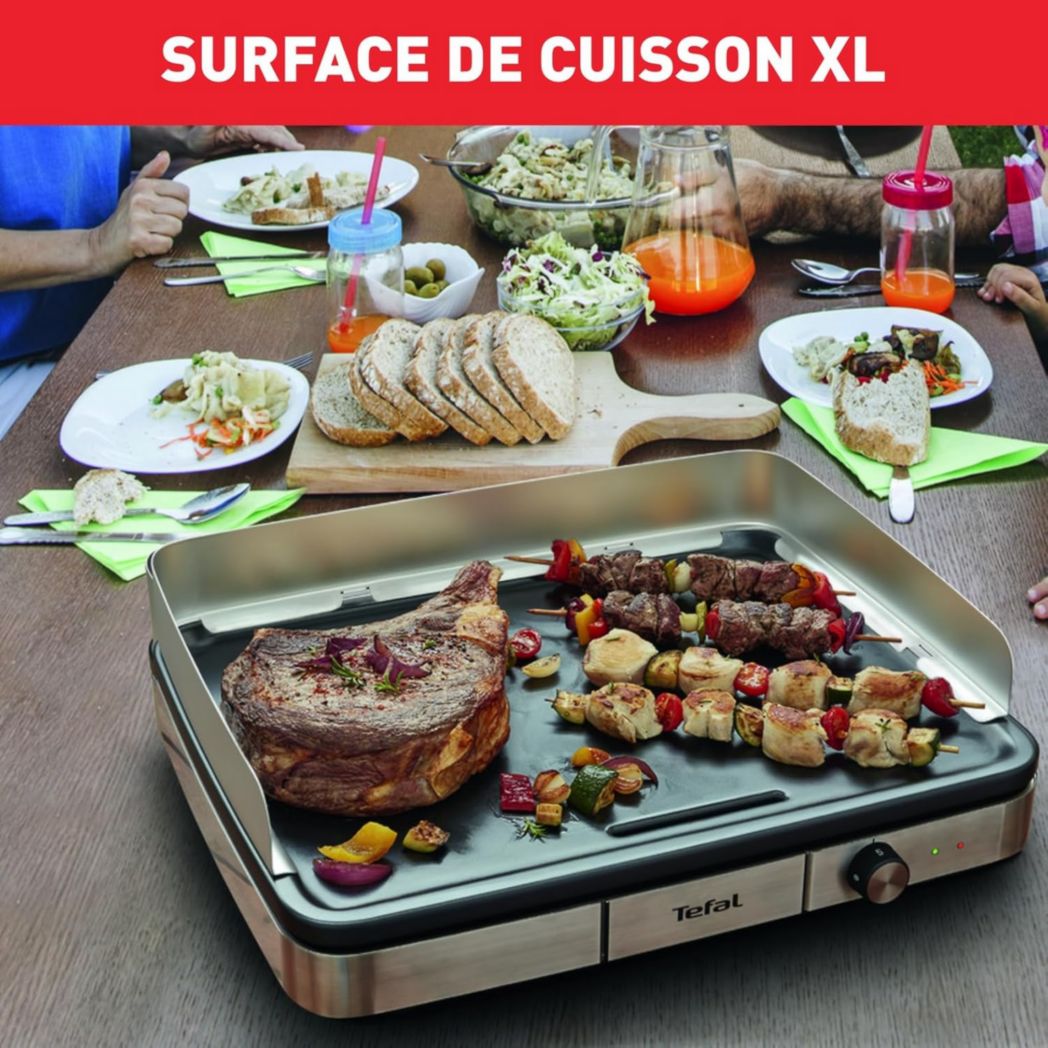 Plancha électrique Tefal Maxi Plancha XXL 10/12 personnes Plancha intérieure et extérieure Inox CB690D12