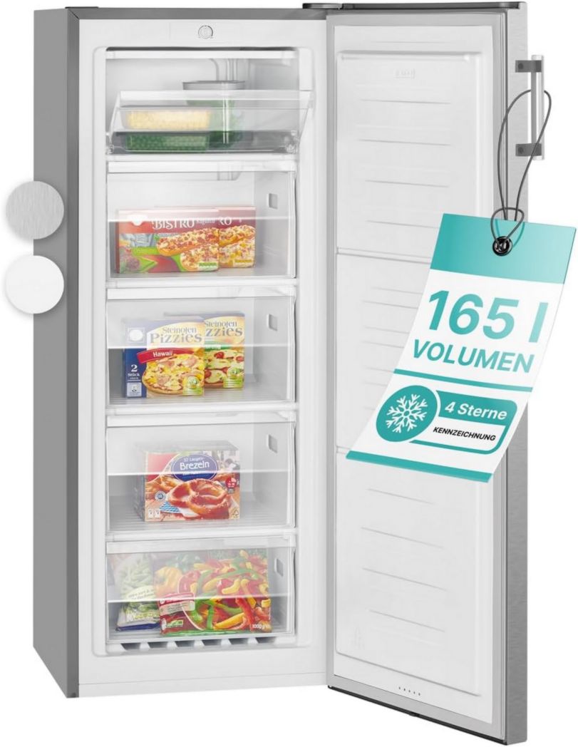 Congélateur Bomann GS7317-1 165L Blanc, Volume net : 165 litres, Pose libre, Éclairage intérieur LED, Température réglable, Silencieux, Congélateur économique 4 étoiles