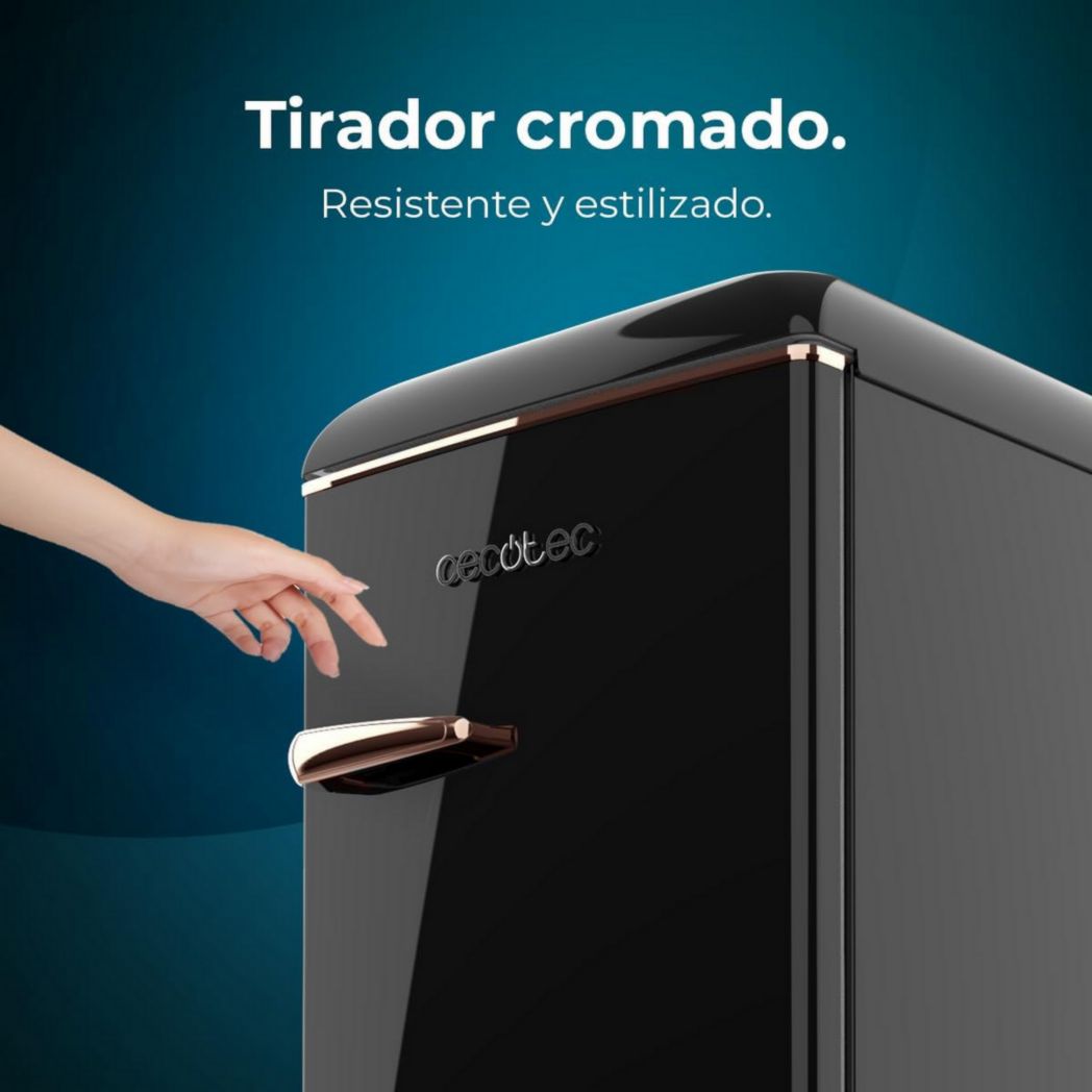 Mini-réfrigérateur Cecotec Bolero CoolMarket TT Origin 45 Rouge. Réfrigérateur de table rétro 45 L, 55 cm de haut, 44,7 cm de large, classe énergétique E, bac à glaçons et poignée chromée, rouge.