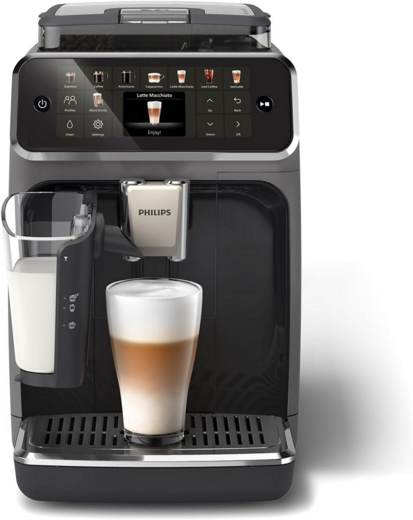 Machine à expresso entièrement automatique Philips série 5500 – 20 boissons chaudes et glacées, carafe LatteGo facile à nettoyer, SilentBrew 40 % plus silencieux, démarrage rapide, noir et argent (EP5546/70)