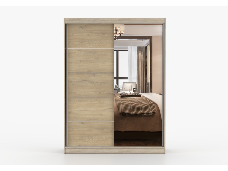Armoire 150 cm avec miroir - chêne - chêne crémone