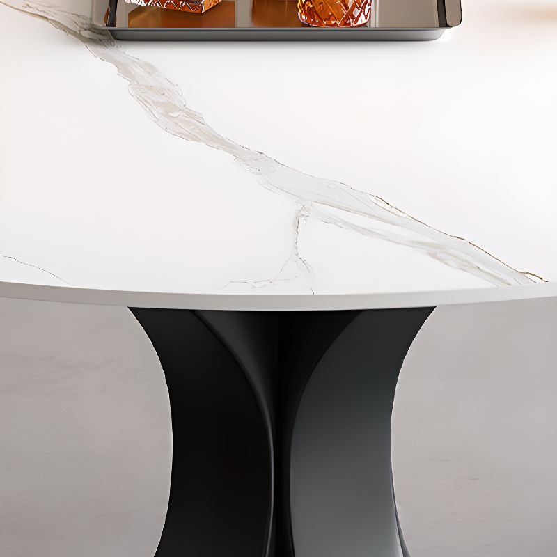 Table à manger ronde en pierre blanche avec abattant, 135 x 135 x 75 cm, table seule