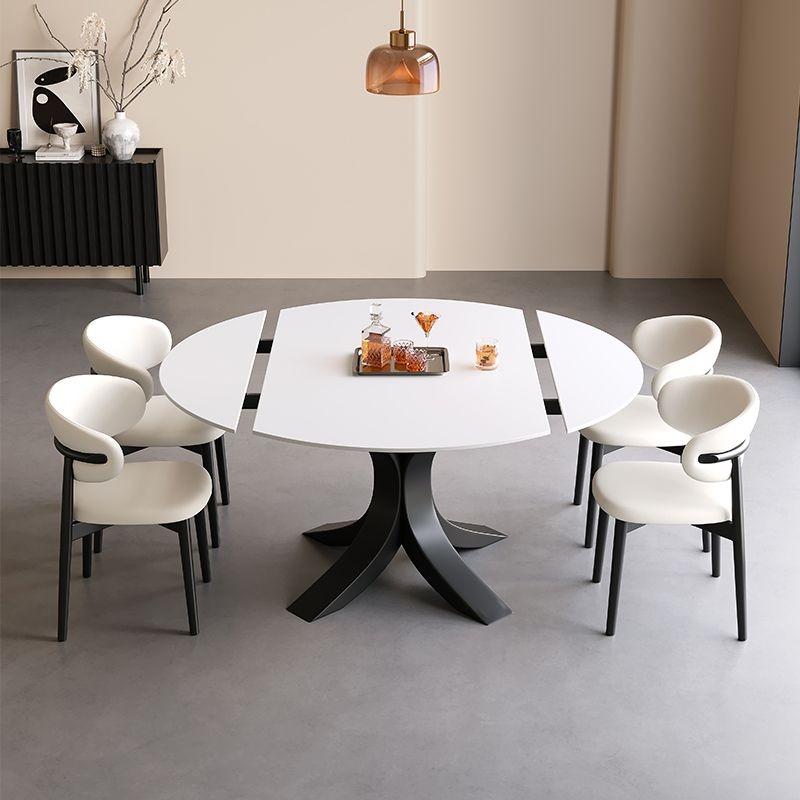 Table à manger ronde en pierre blanche avec abattant, 135 x 135 x 75 cm, table seule