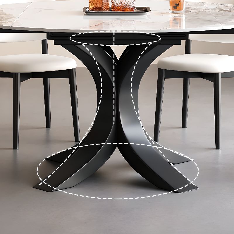 Table à manger ronde en pierre blanche avec abattant, 135 x 135 x 75 cm, table seule