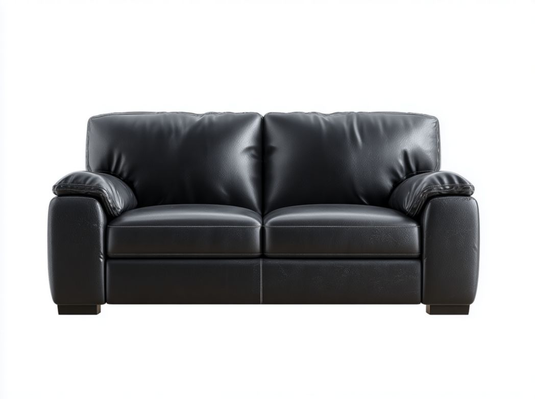 Canapé 2 places en similicuir noir 2 dossiers