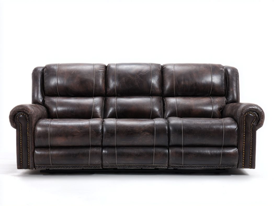 Canapé 3 places en similicuir brun