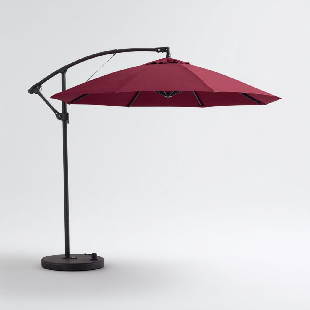 Parasol de jardin suspendu rond en aluminium rouge bordeaux