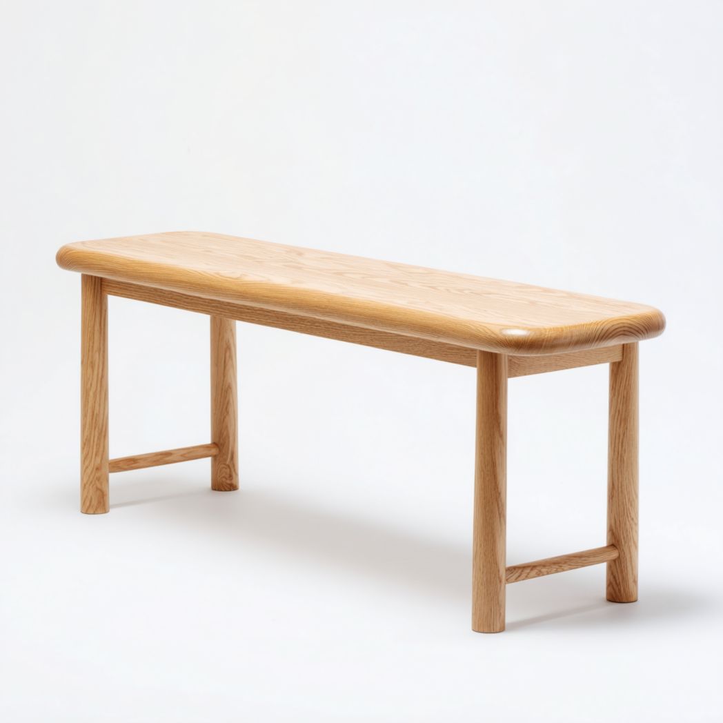 Banc en bois massif couleur naturelle avec bords arrondis