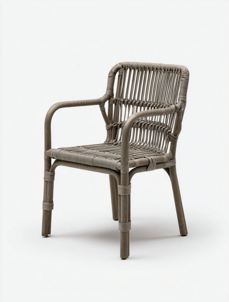 Chaise de jardin en résine tressée grise avec accoudoirs