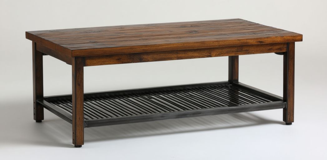 Table basse rectangulaire plateau bois et structure métal noir