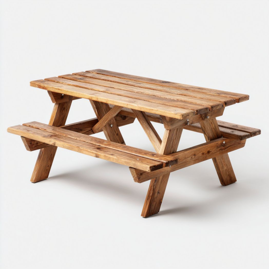 Table de pique-nique en bois massif avec bancs intégrés