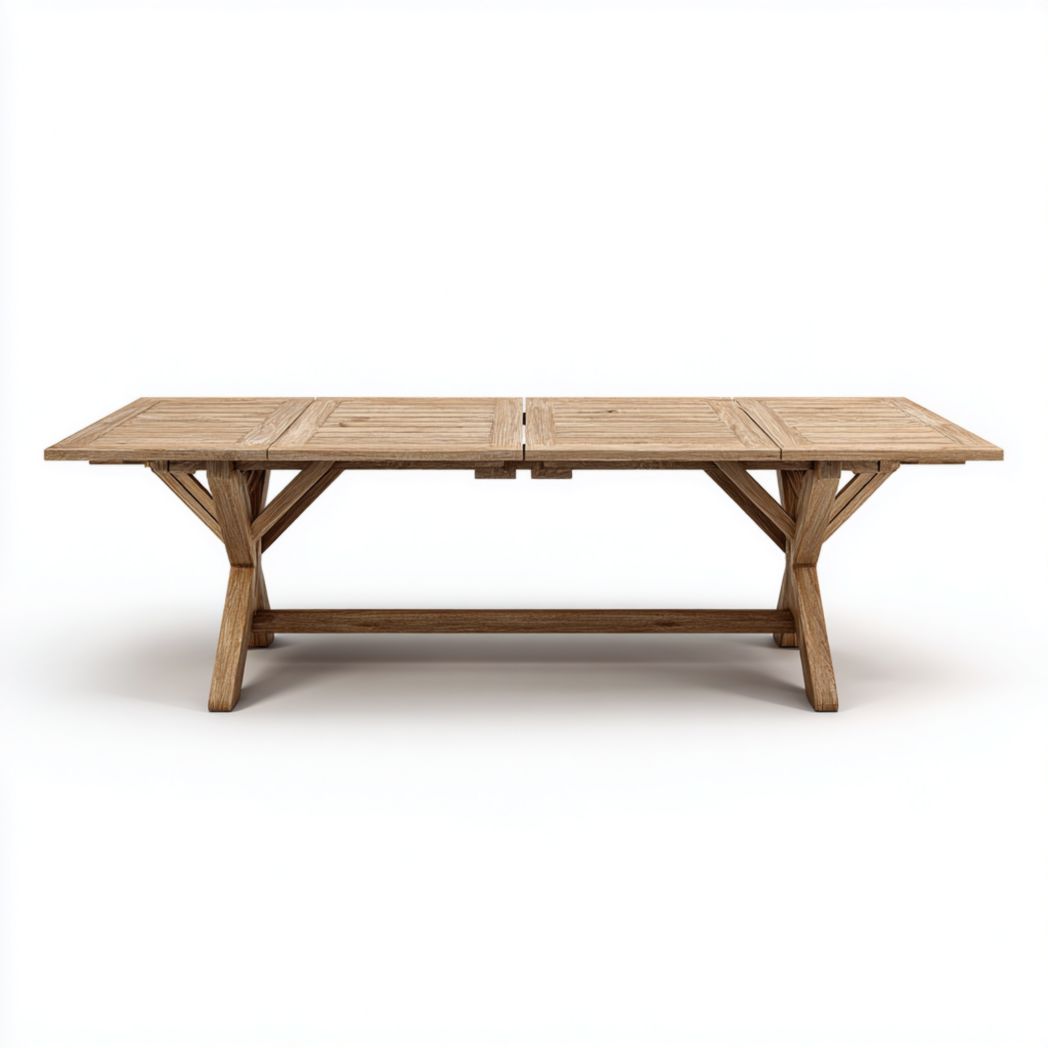 Table rectangulaire en bois massif à plateau lattes