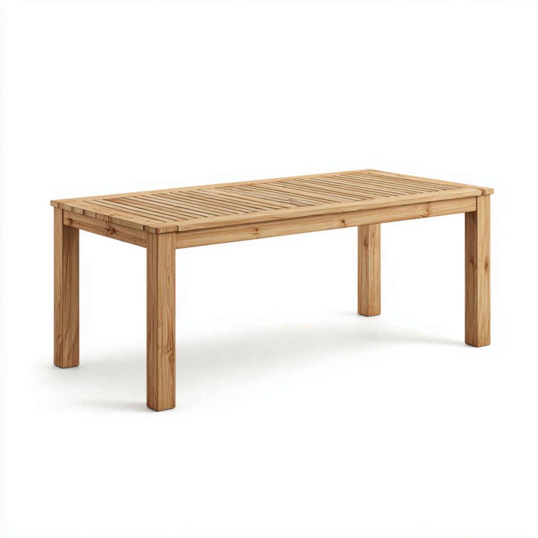 Table rectangulaire en bois massif à plateau lattes