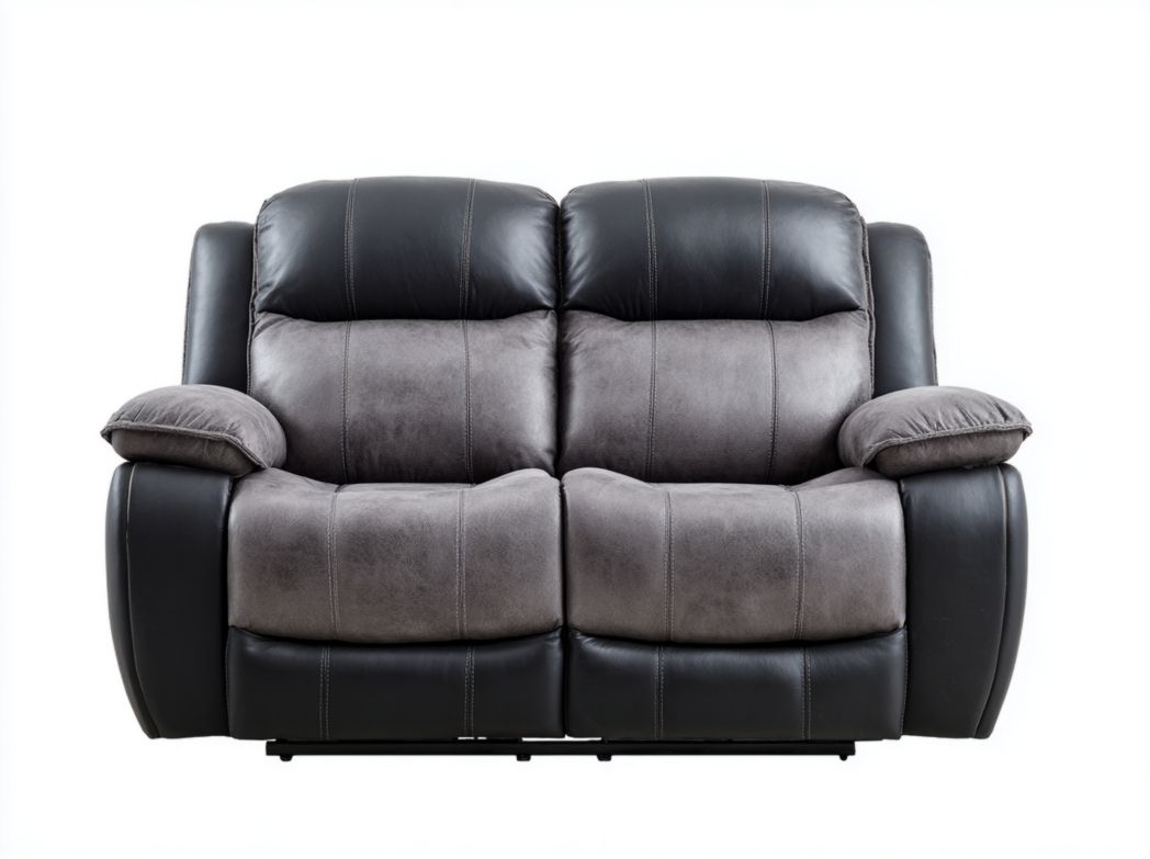 Canapé 2 places en similicuir gris et noir