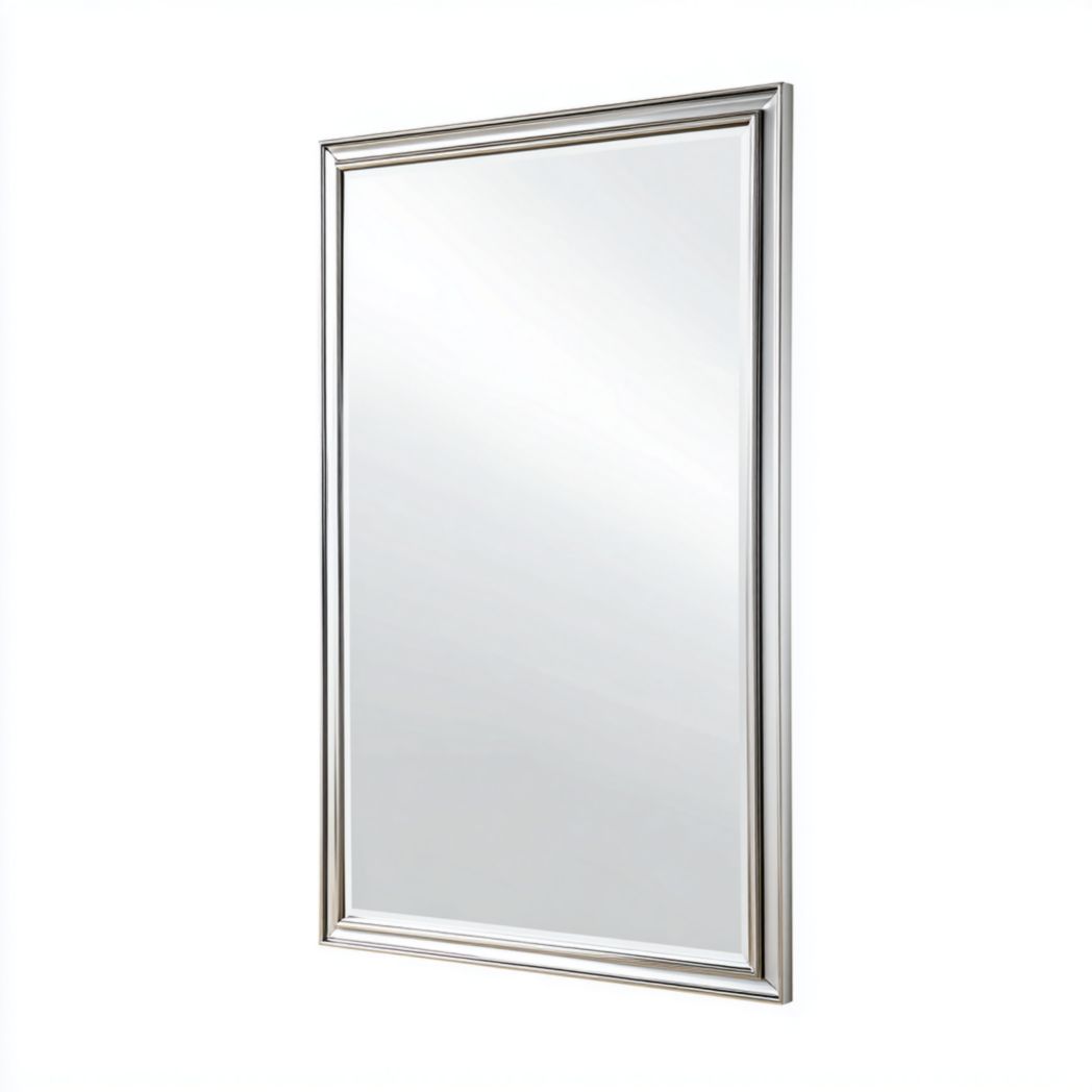 Miroir mural rectangulaire argenté à bord droit