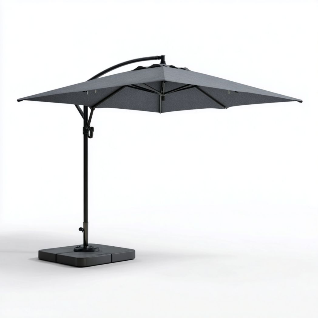 Parasol de jardin suspendu carré en aluminium gris