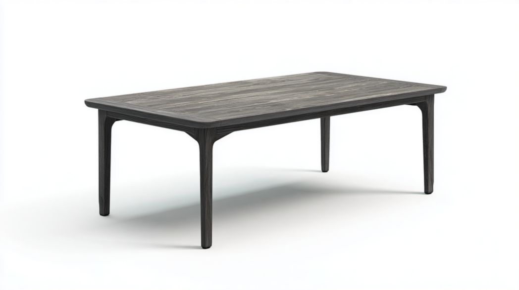 Table de jardin rectangulaire effet bois gris foncé avec cadre en aluminium