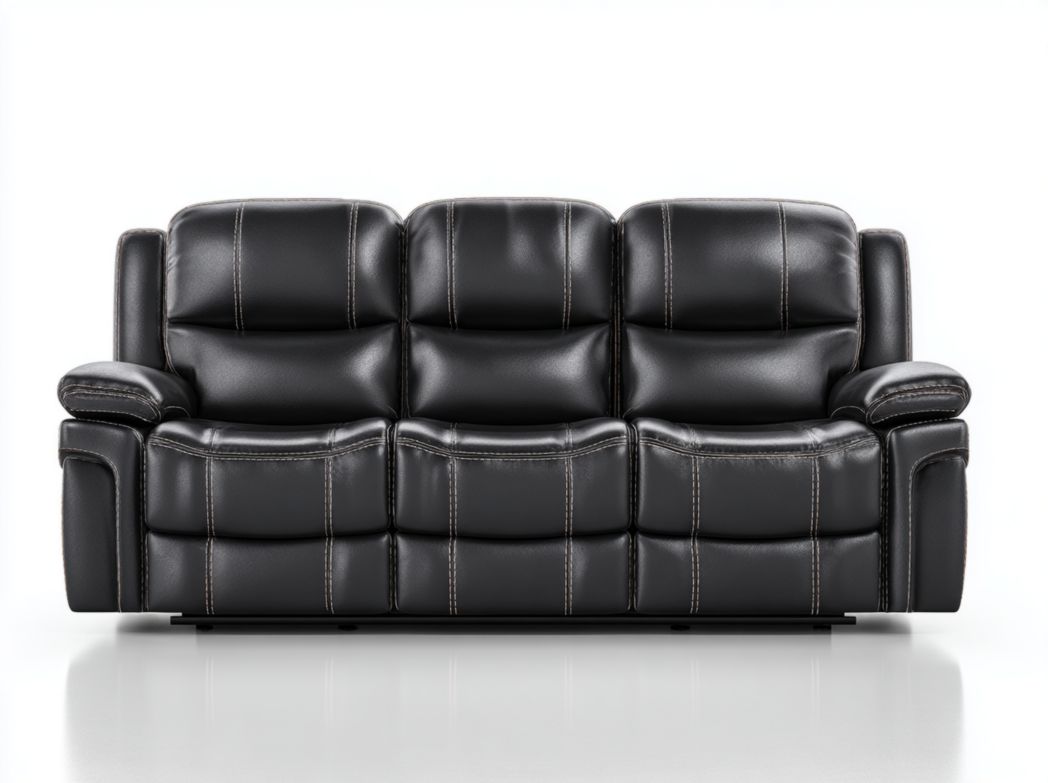 Canapé 3 places en similicuir noir 3 dossiers