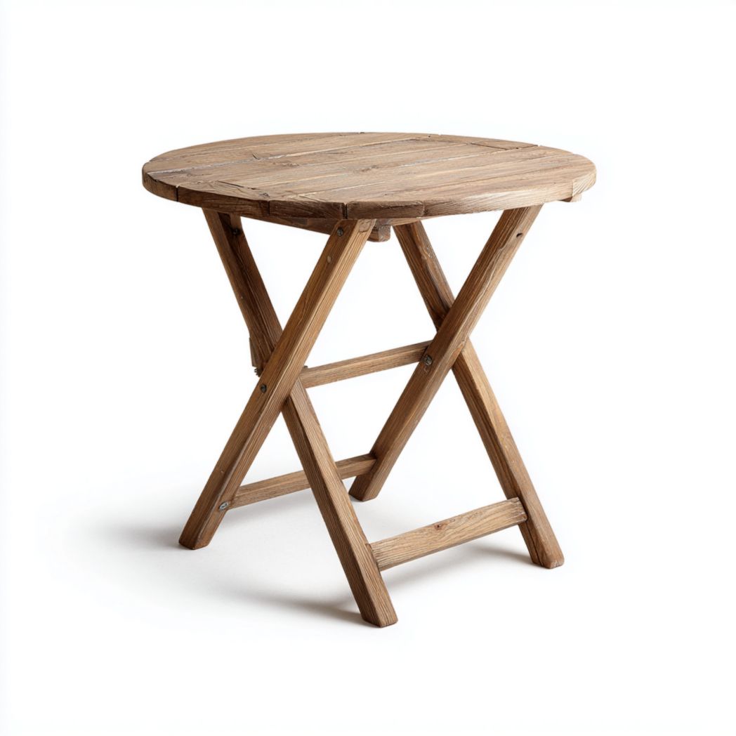 Table pliante ronde en bois naturel