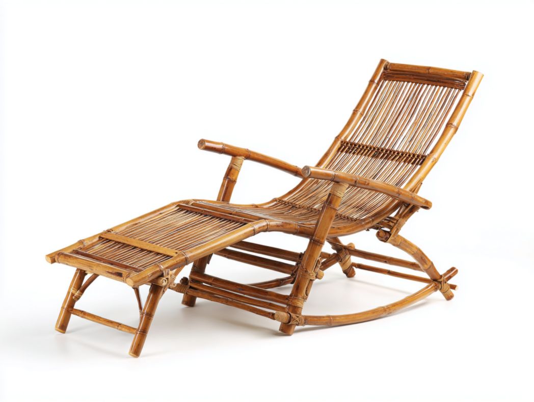 Chaise longue à bascule en bambou naturel