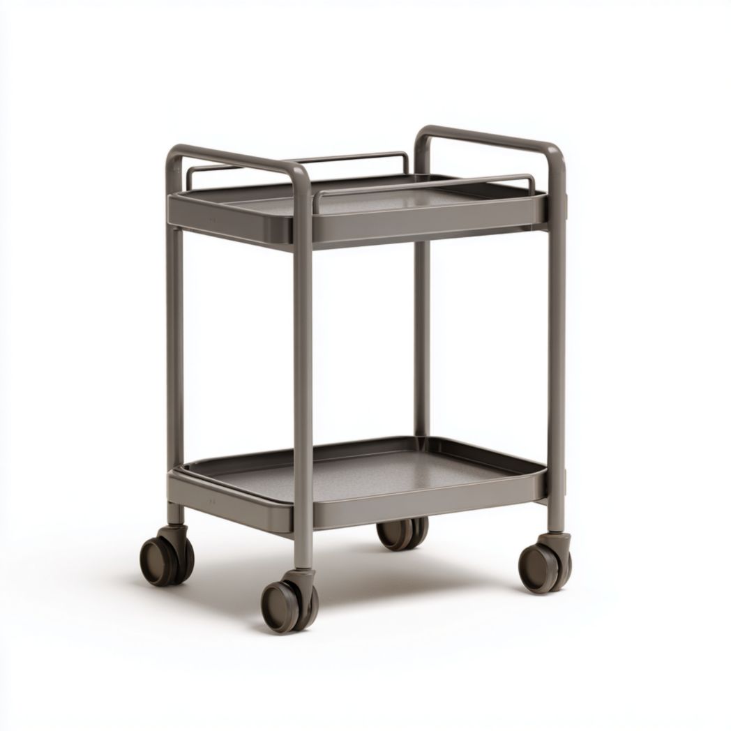 Chariot de service métal brun gris à deux niveaux