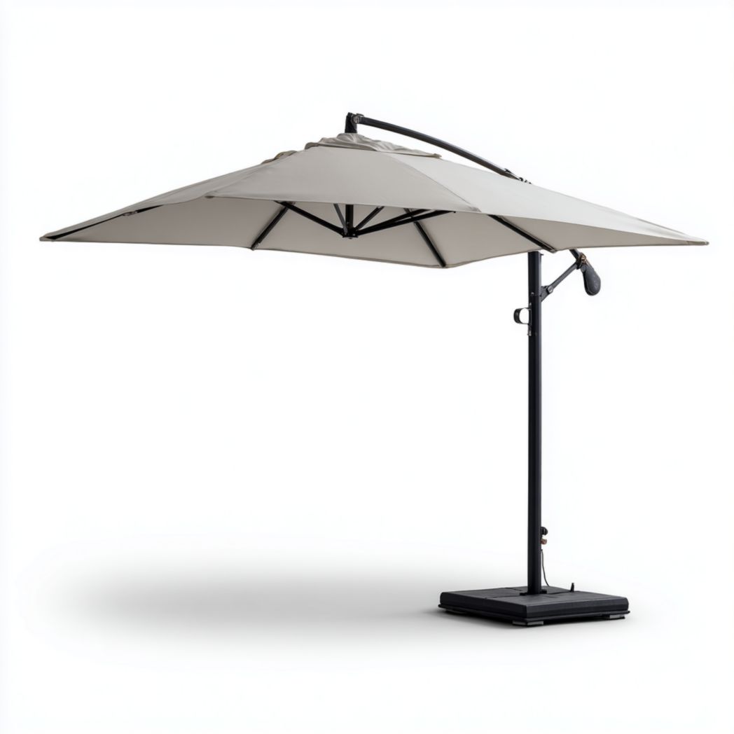 Parasol de jardin suspendu carré en aluminium couleur écru