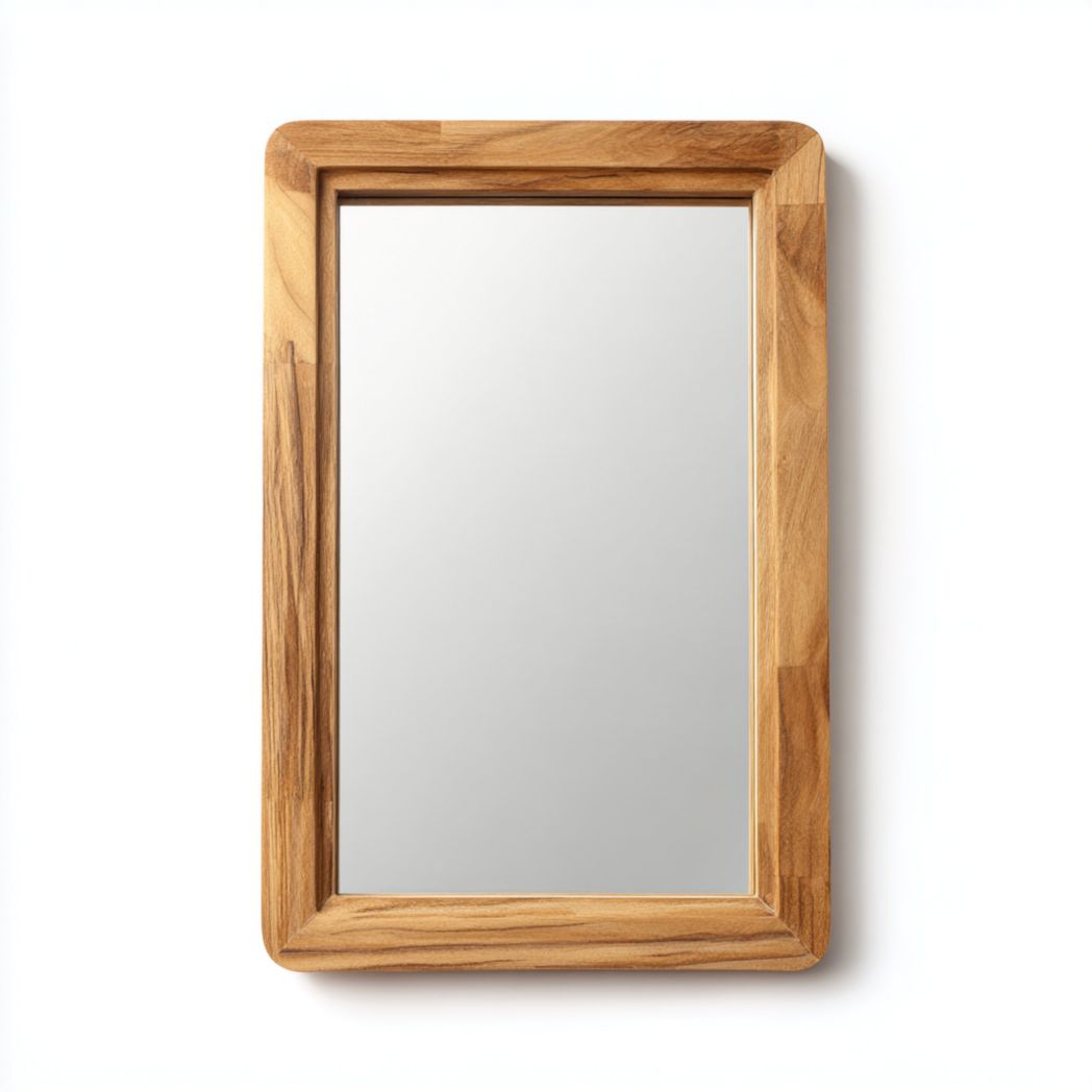 Miroir rectangulaire mural avec cadre en bois brun