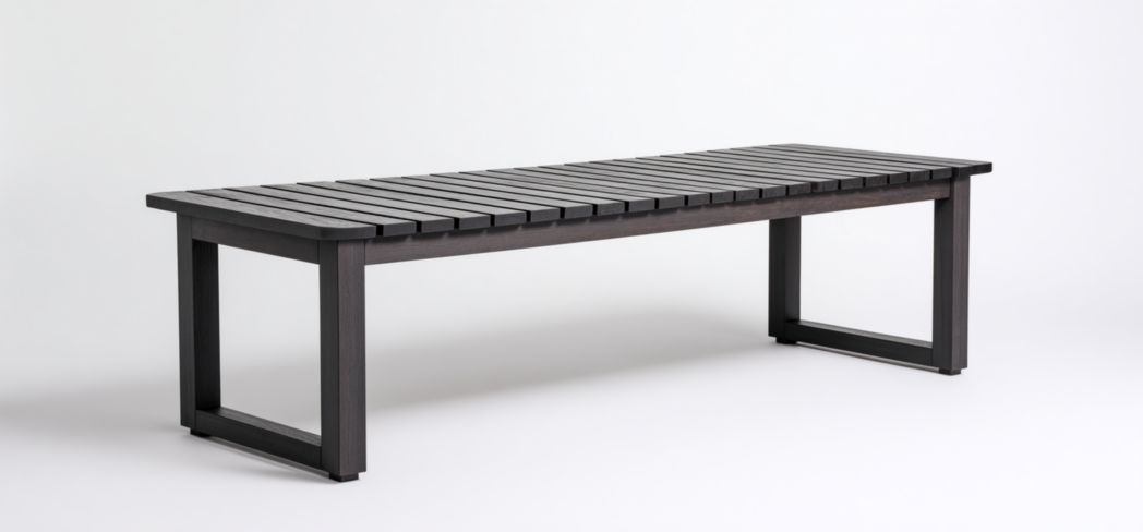 Table de jardin rectangulaire en aluminium imitation bois gris foncé avec plateau à lattes