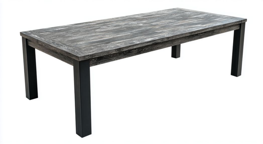 Table de jardin rectangulaire en aluminium effet bois gris foncé