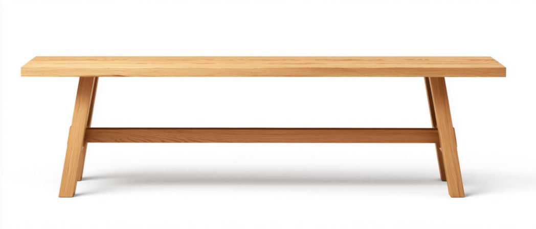 Banc en bois massif couleur naturelle avec renfort transversal