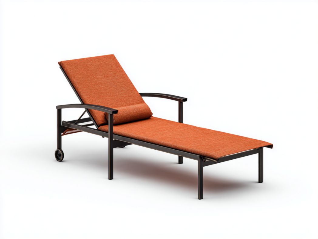 Chaise longue réglable en métal noir avec revêtement orange