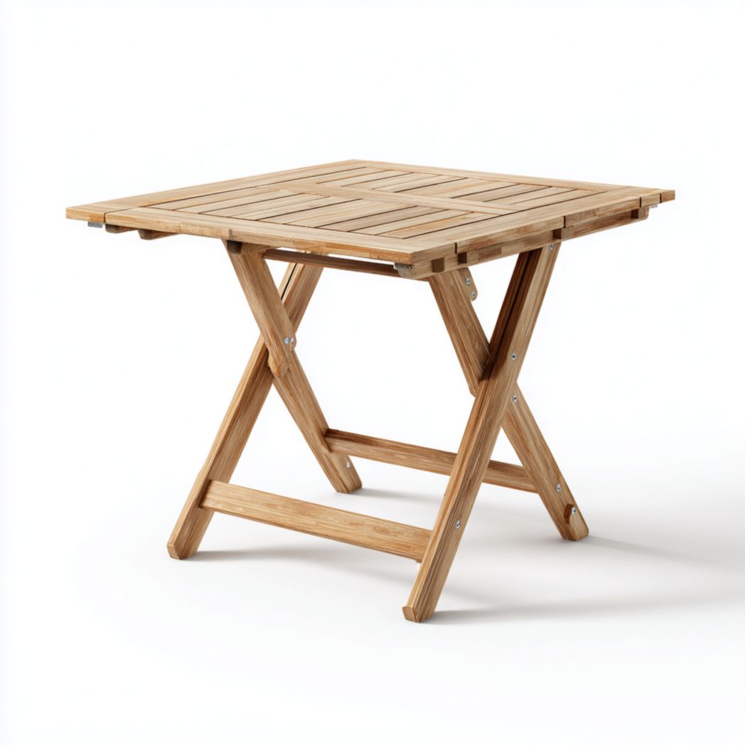 Table pliante carrée en bois naturel