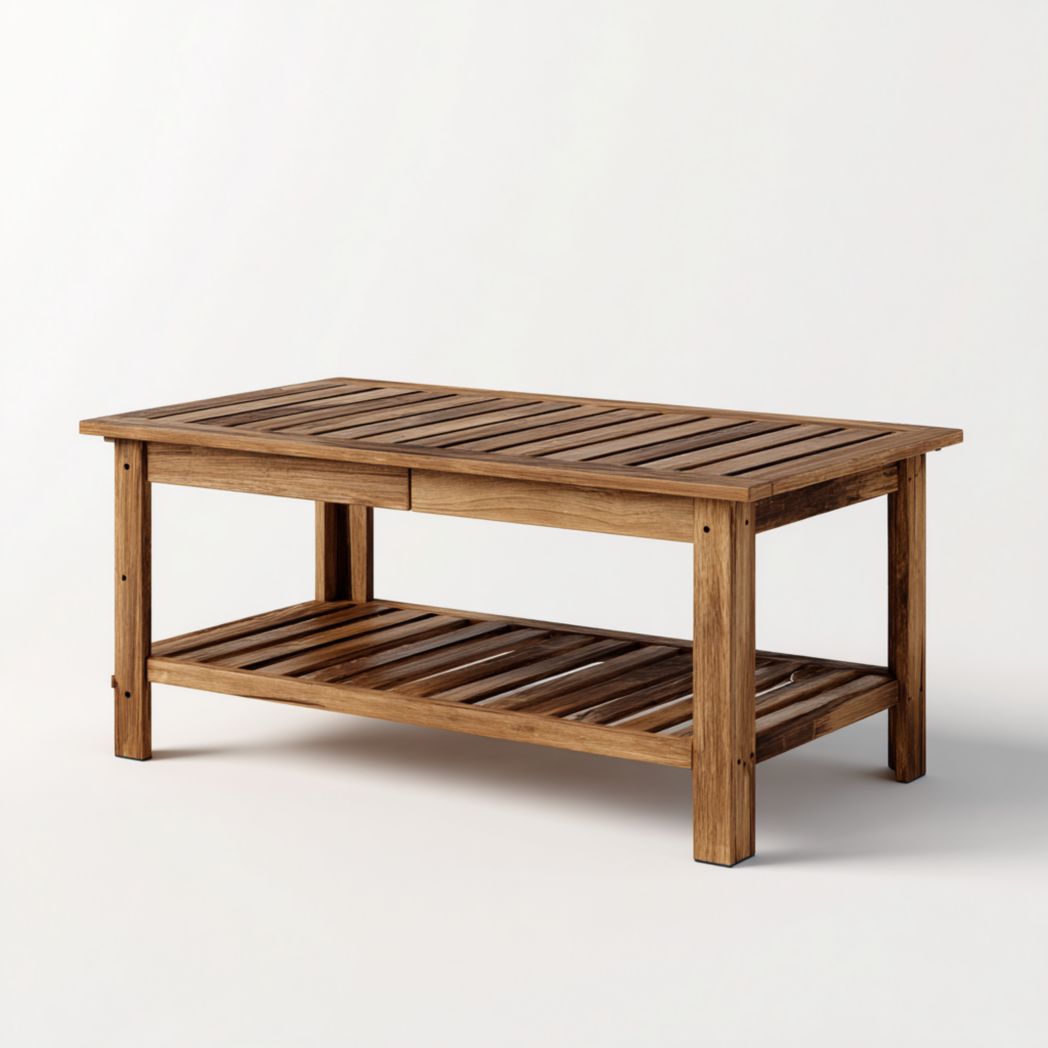 Table rectangulaire à deux niveaux en bois massif