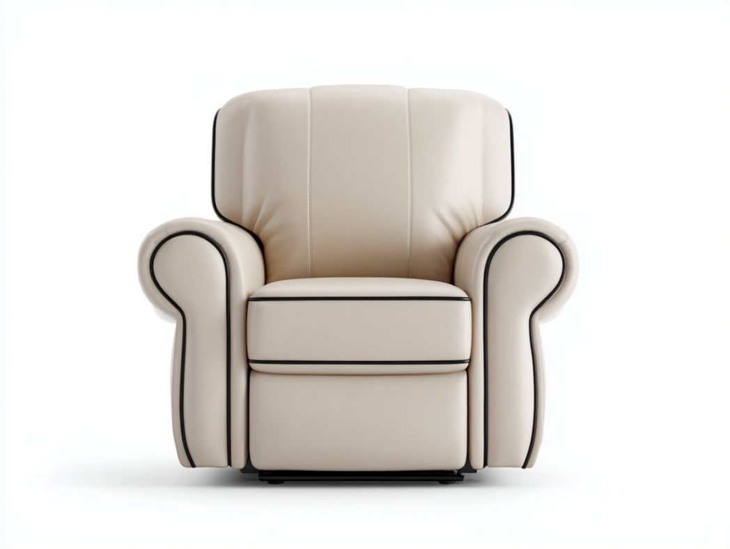 Fauteuil en cuir beige avec bordures noires