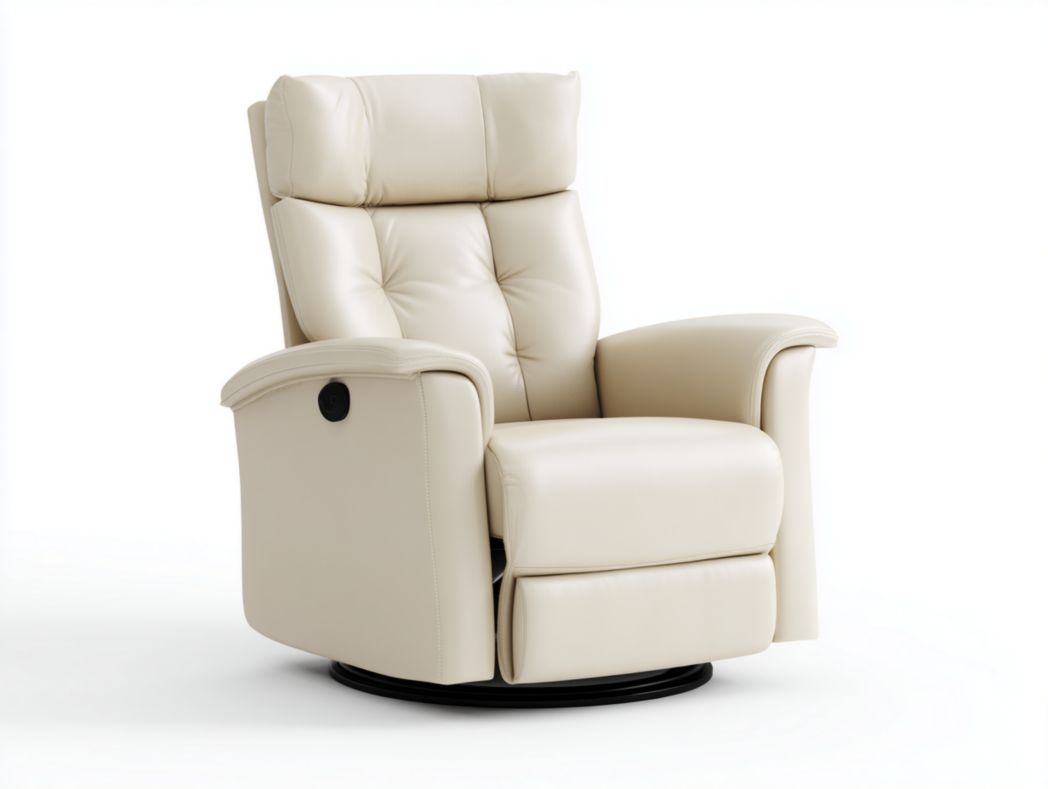 Fauteuil inclinable pivotant en cuir beige