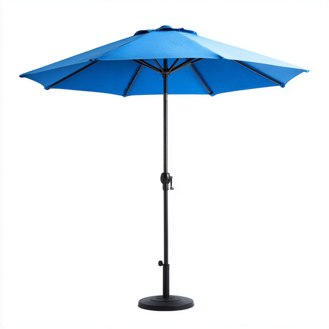 Parasol de jardin rond en aluminium bleu