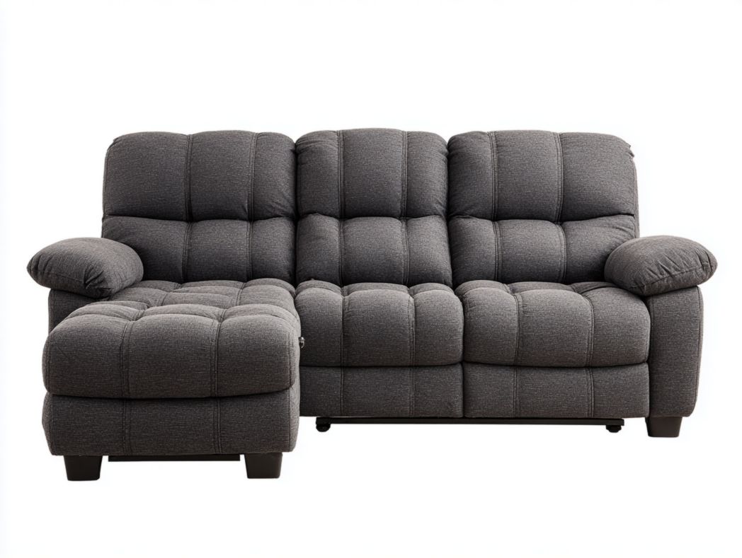 Canapé d’angle tissu gris foncé 3 dossiers