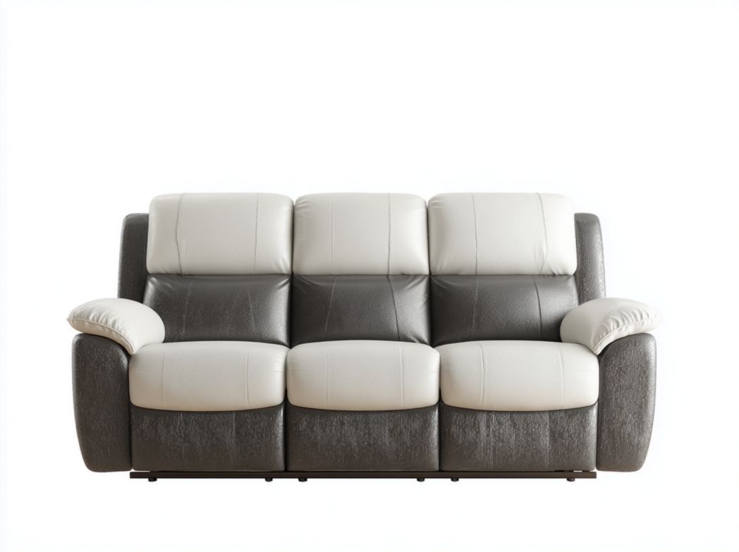 Canapé 3 places en similicuir bicolore gris et blanc