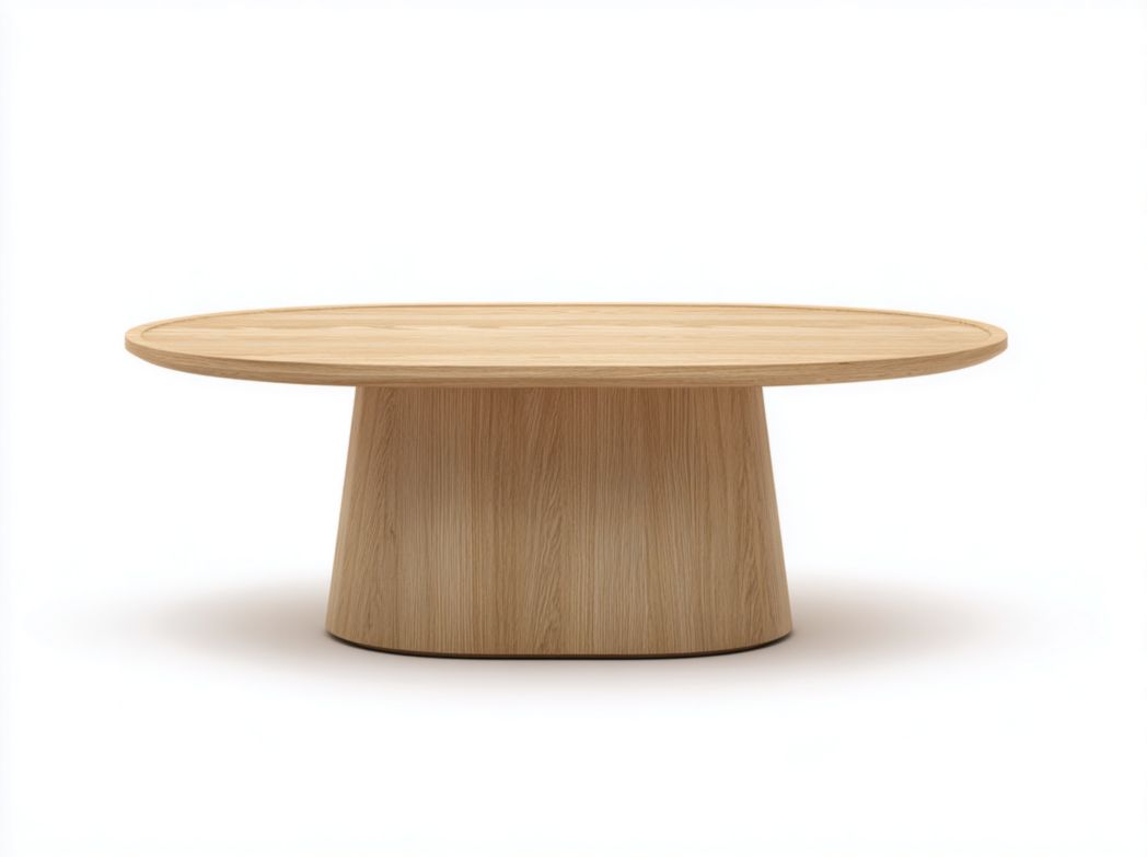 Table basse ronde en bois naturel à base conique