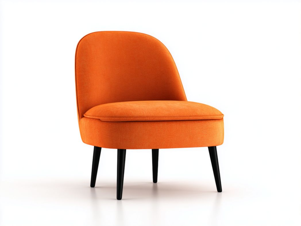 Fauteuil en tissu orange avec pieds en bois noir